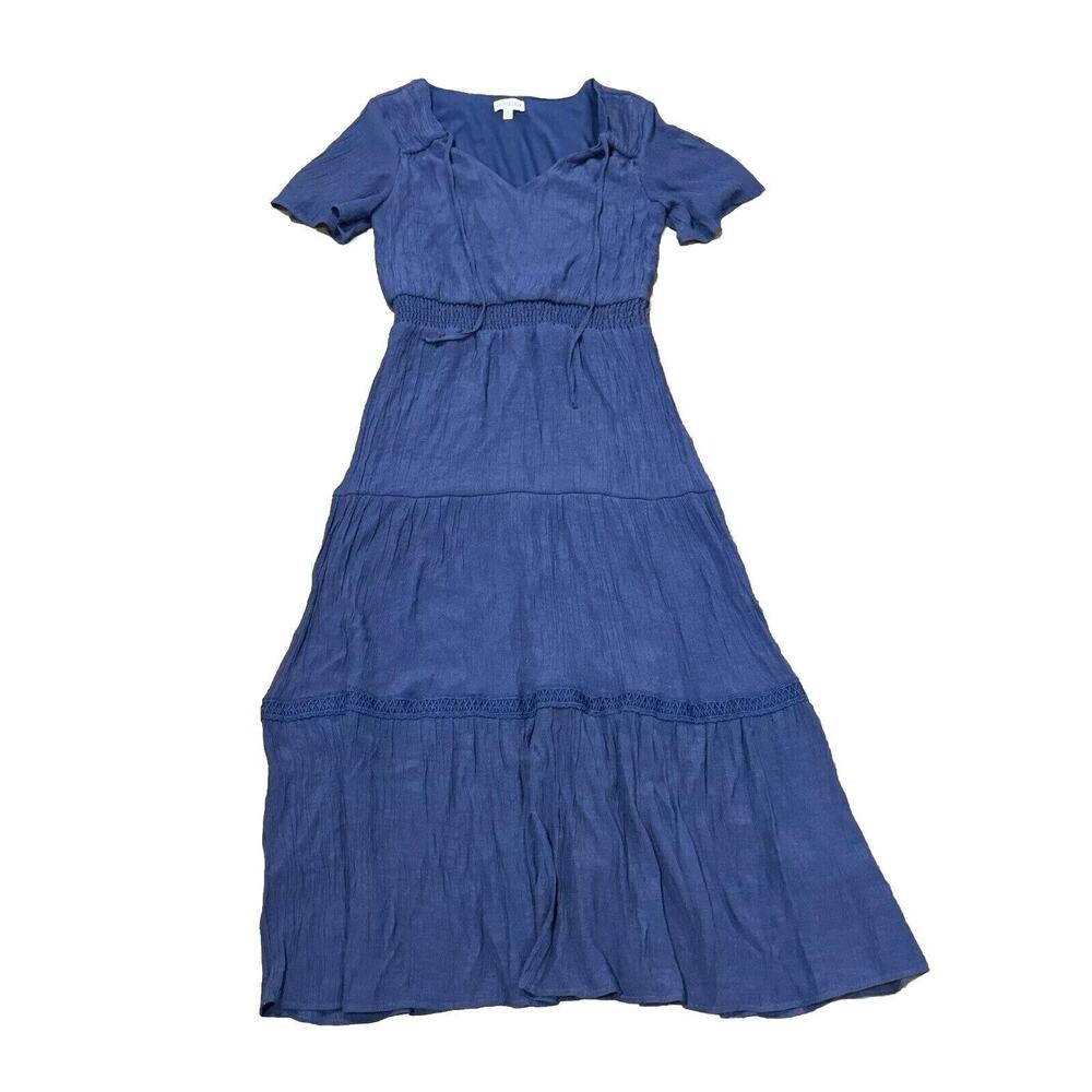 Luxology Dress Navy Blue Maxi Dress Short Sleeve Spring Summer - Women’s M